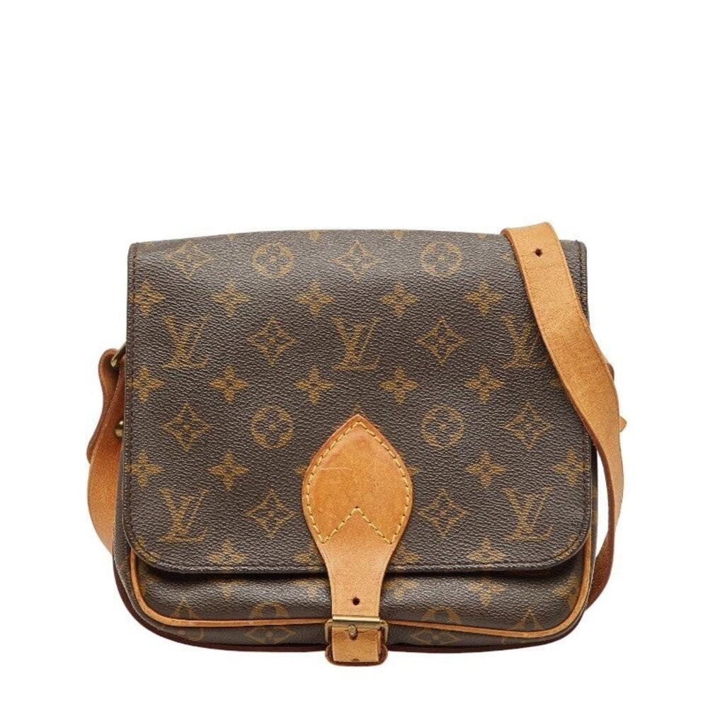 Louis Vuitton Monogram Cartouchiere MM Shoulder Bag Brown